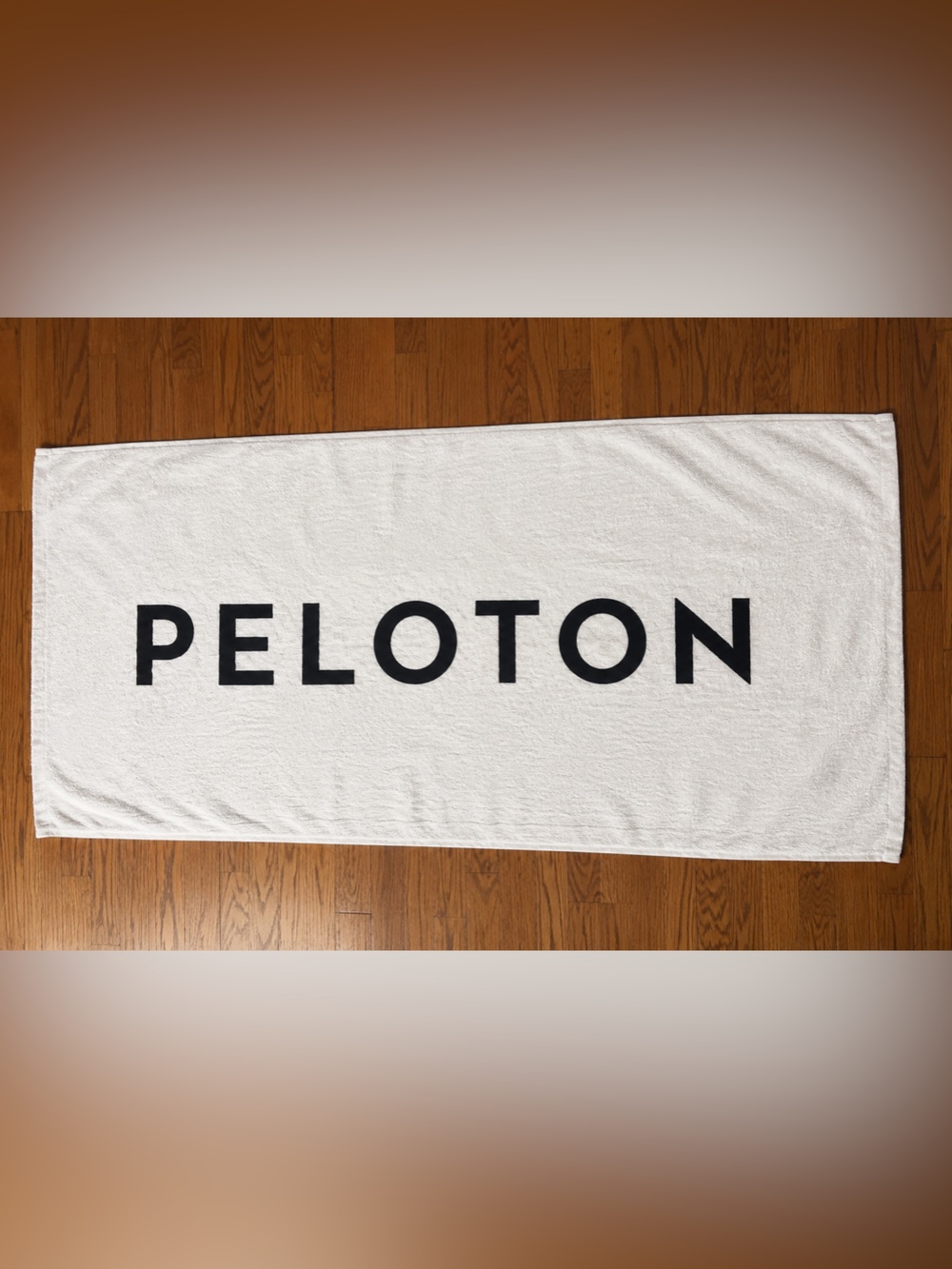 Peloton Logo Fitness Towel Cream Black Minimalist Beach Towel